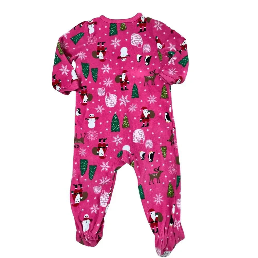 Carter's Christmas Trees Reindeer Santa Claus Fleece Footie 18 months‎ WInter